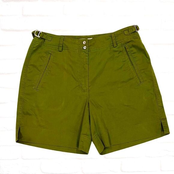 Tommy Bahama EUC Vintage Safari Old Money Rich Mom Summer Cotton Olive Shorts 4 - Picture 1 of 5